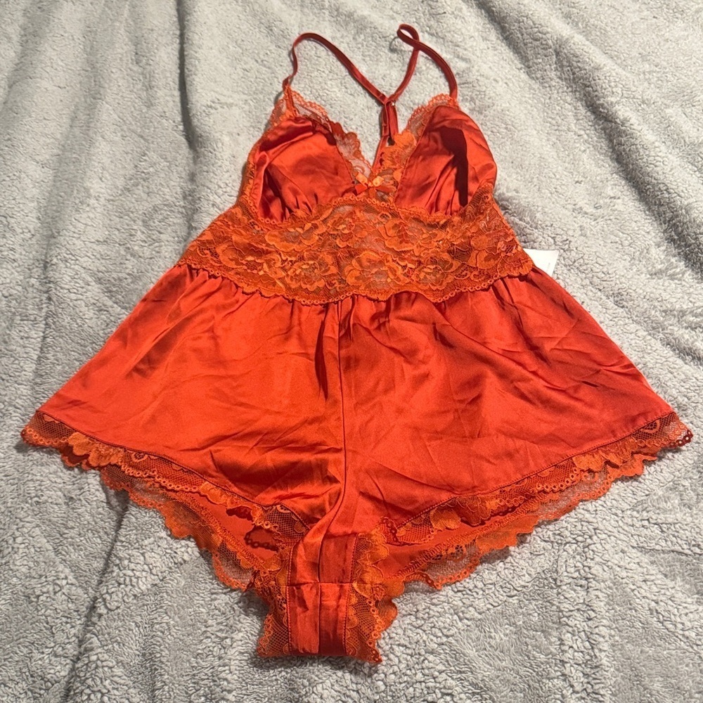 Forever 21 Satin Lace Chemise in Orange